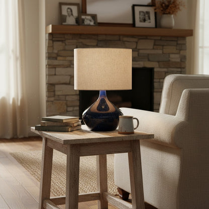 Daphne Vintage Ceramic Linen Shade Table Lamp