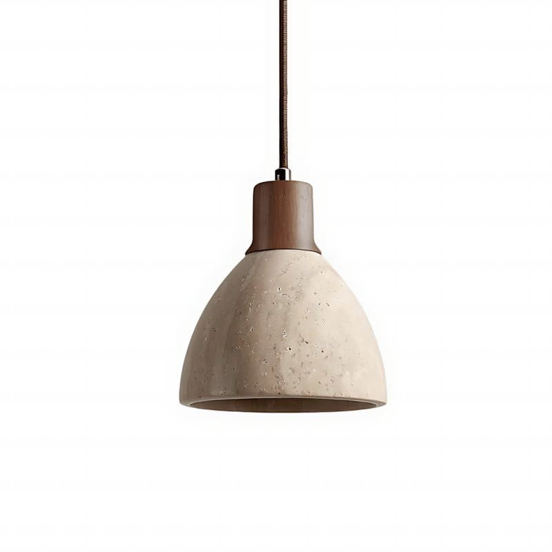 Kurtis Modern Travertine Wood Dome Pendant Light