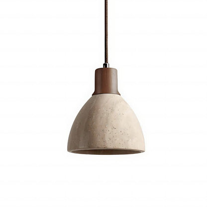 Kurtis Modern Travertine Wood Dome Pendant Light
