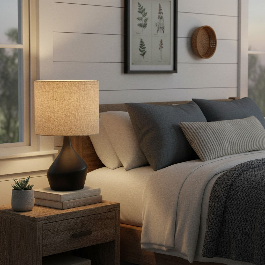 Daphne Vintage Ceramic Linen Shade Table Lamp