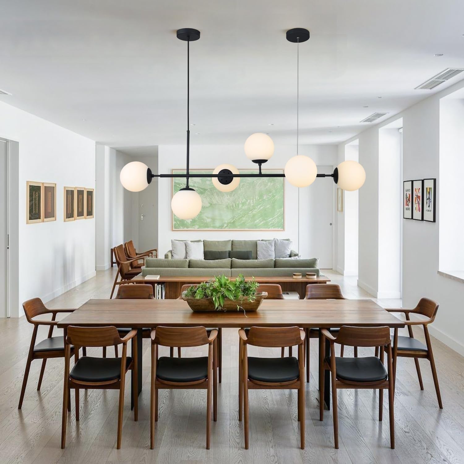 Celestina 6 Light Linear Glass Orb Pendant Light
