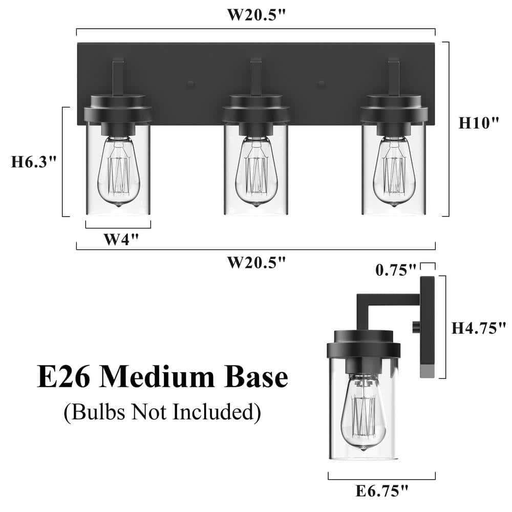 Pyros Farmhouse Clear Glass Cylinder Vanity Wall Light