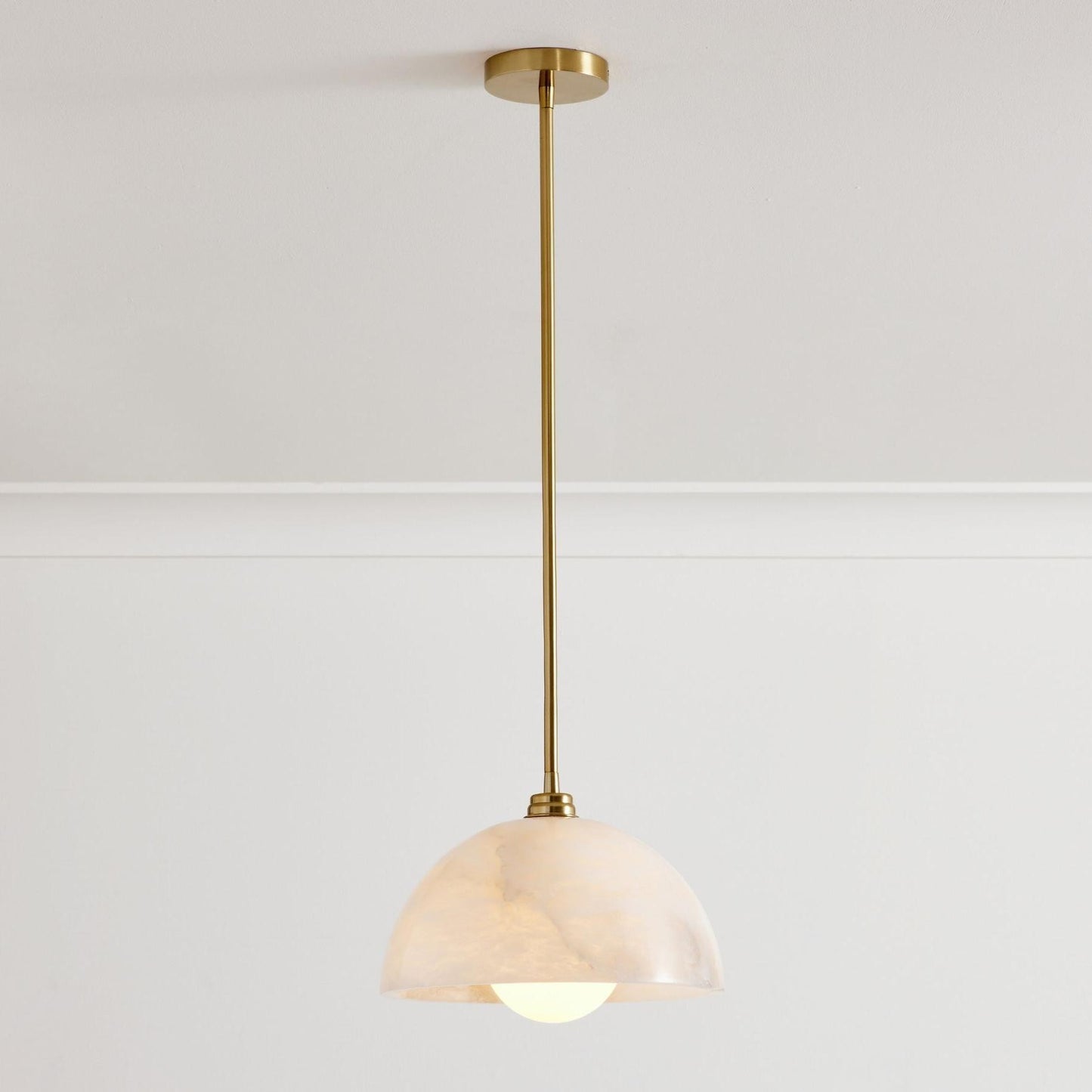 Bertie Farmhouse Alabaster Dome Pendant Light