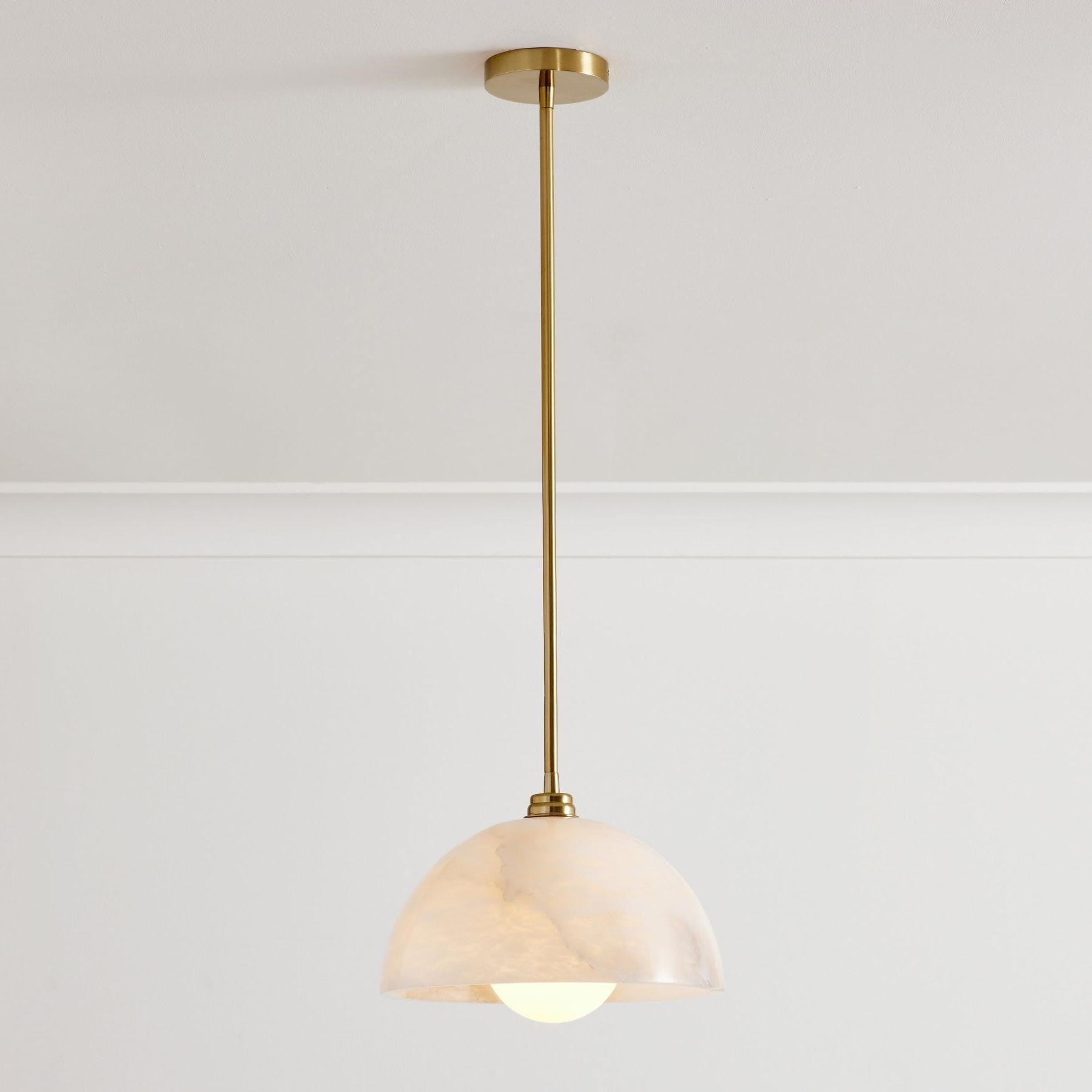 Bertie Farmhouse Alabaster Dome Pendant Light