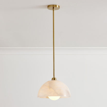 Bertie Farmhouse Alabaster Dome Pendant Light