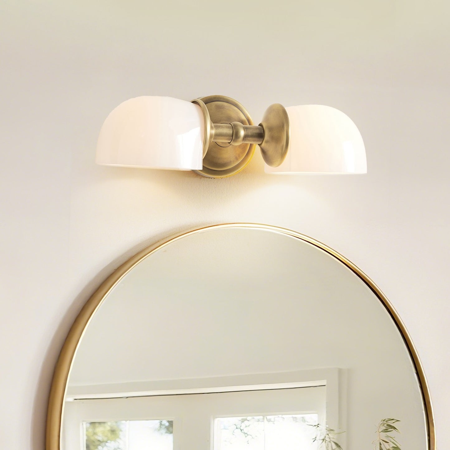Valor Rustic Metal Double White Glass Wall Sconce