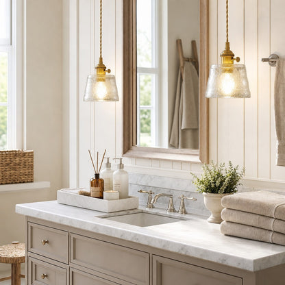 Seraphel Vintage 1-Light Glass Brass Pendant Light