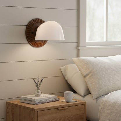 Pyrvyn Mid-Century Modern Milk Glass Shade Wall Sconce