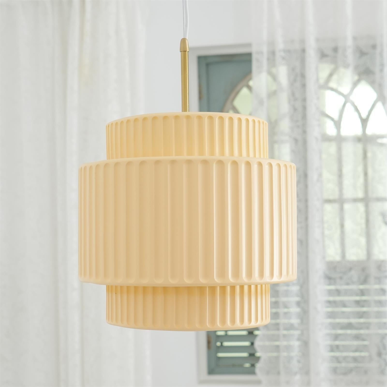 Brisby Striped Frosted Fluted Ceramic Pendant Light