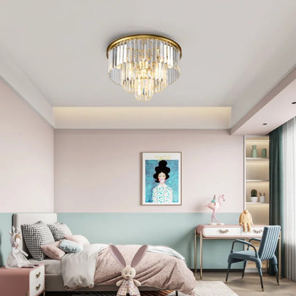 Brigitte Luxurious Three Layer Crystal Flush Mount Chandelier