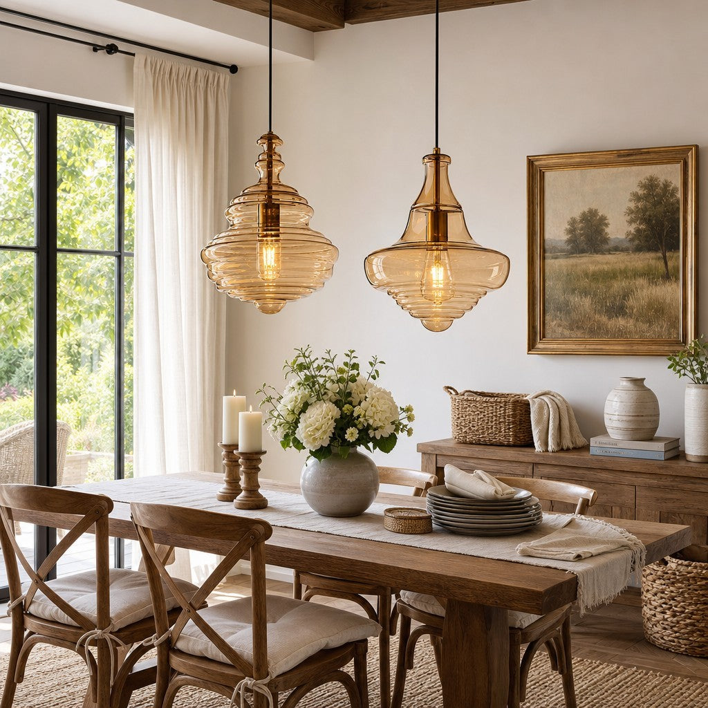 Helix Modern Glass Spool Pendant Light