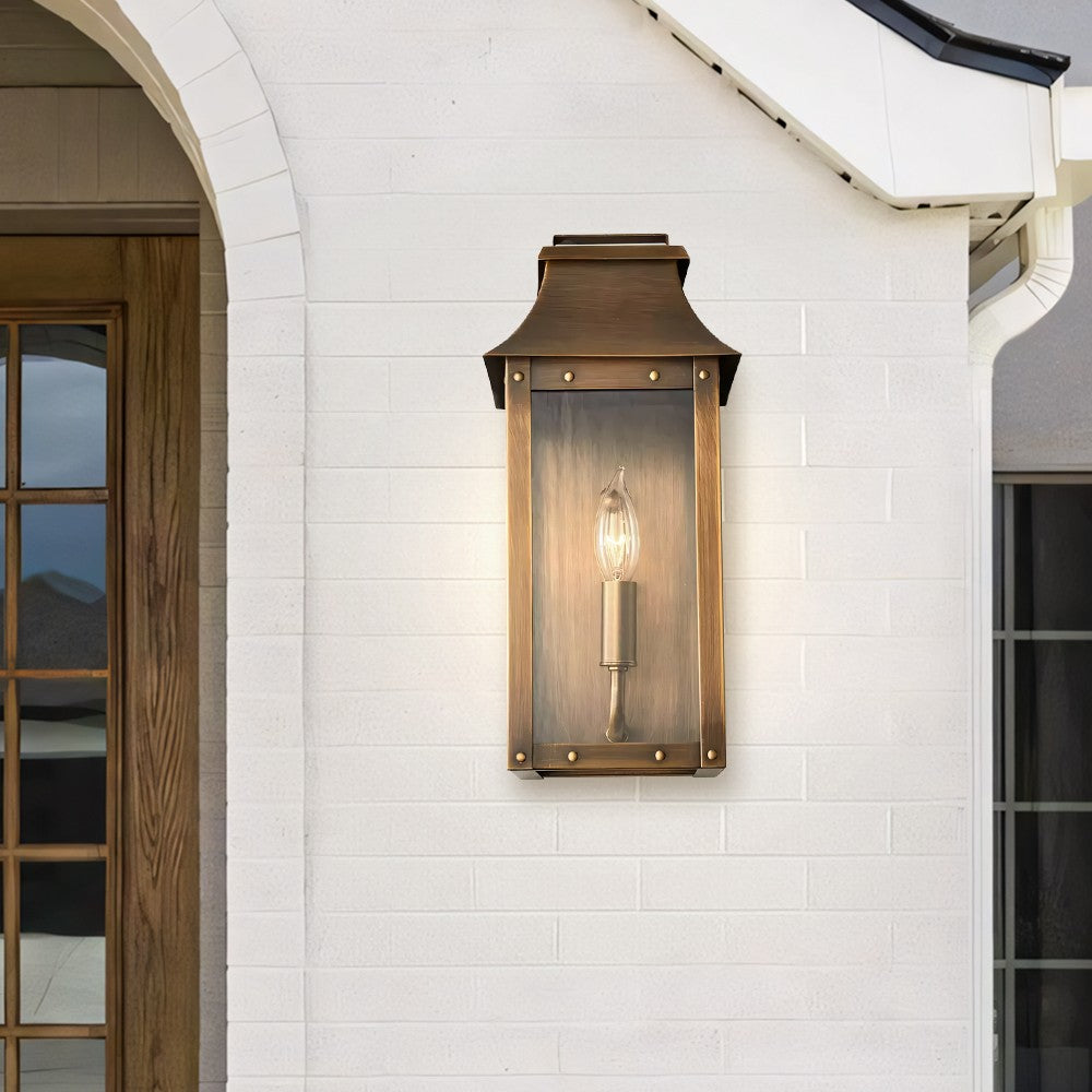 Montague Vintage Brass Outdoor Waterproof Wall Mounted Lantern Sconce