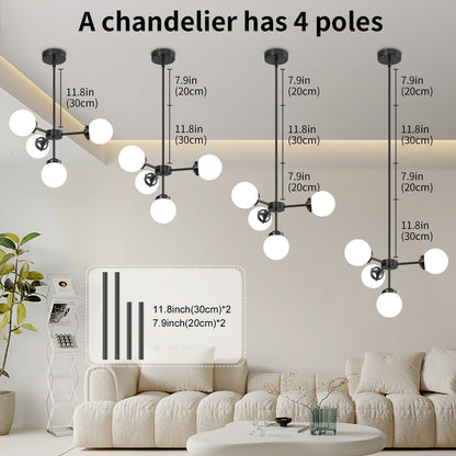 Aelithor 4 Light Opal White Glass Globe Chandelier