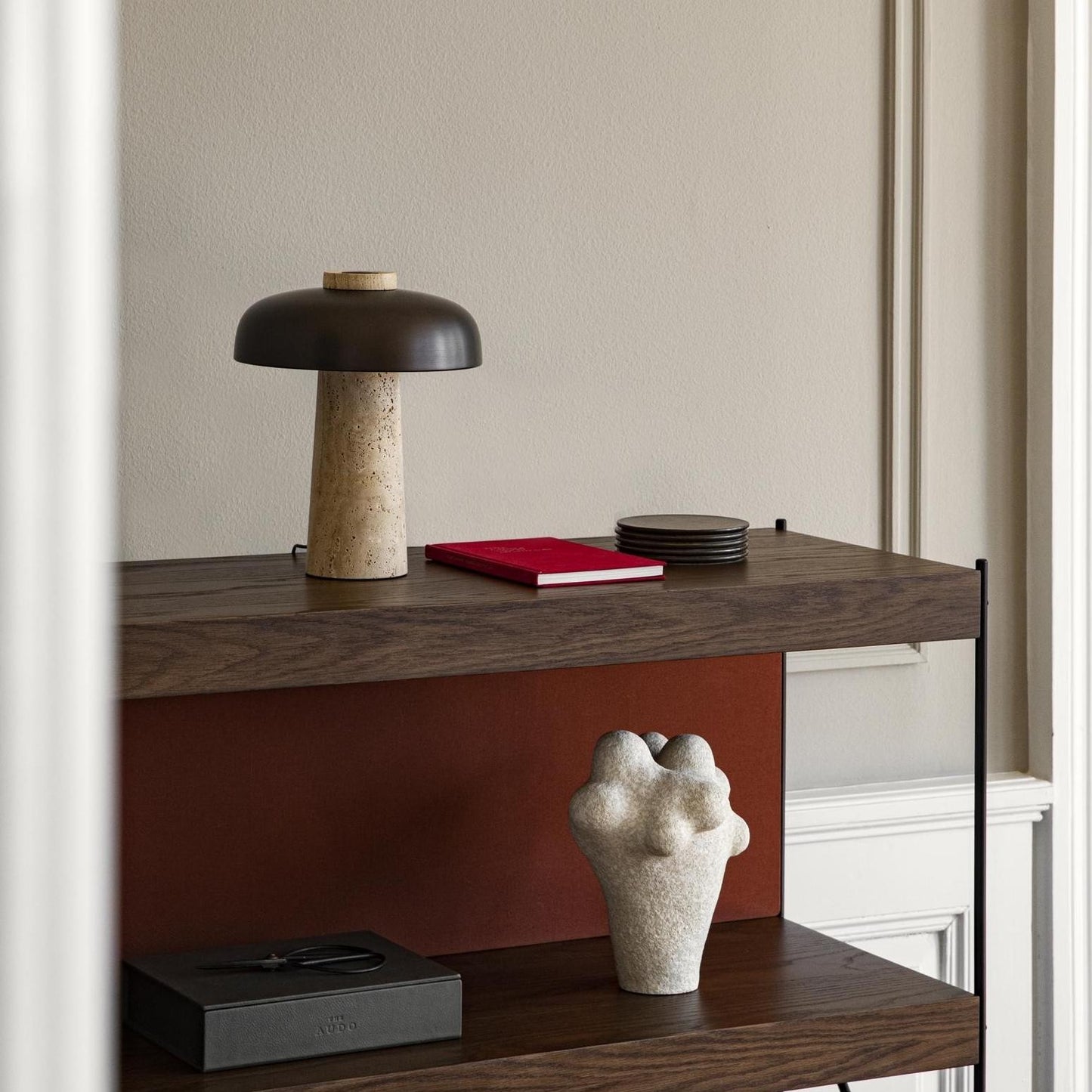 Salma Travertine Mushroom LED Table Lamp