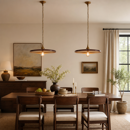 Adley Mid-Century Brass Disc Pendant Light