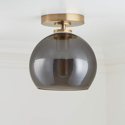 Pawson Minimalist Round Glass Brass Flush Mount Ceiling Light