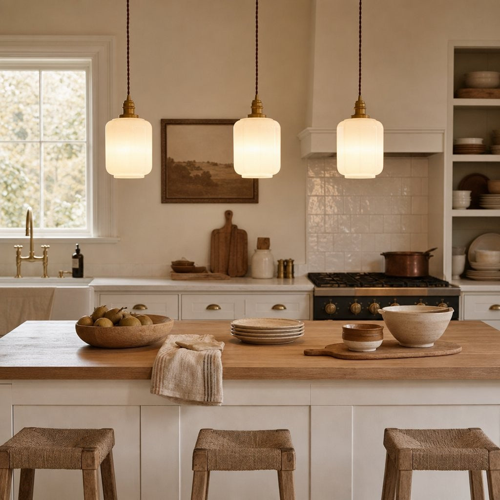Balthazar Japanese Lantern White Glass Pendant Light