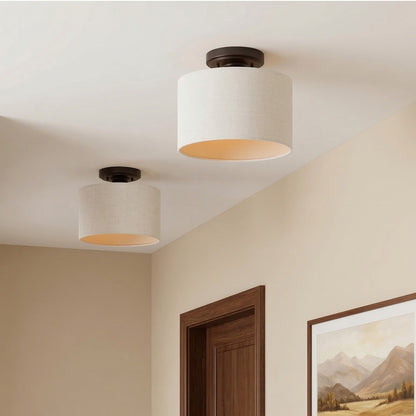 Kaethe Fabric Drum Shade Semi Flush Mount Light