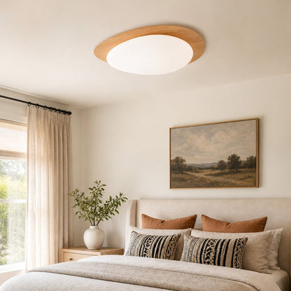 Zephyriel Nordic LED Walnut Pebble Ceiling Light