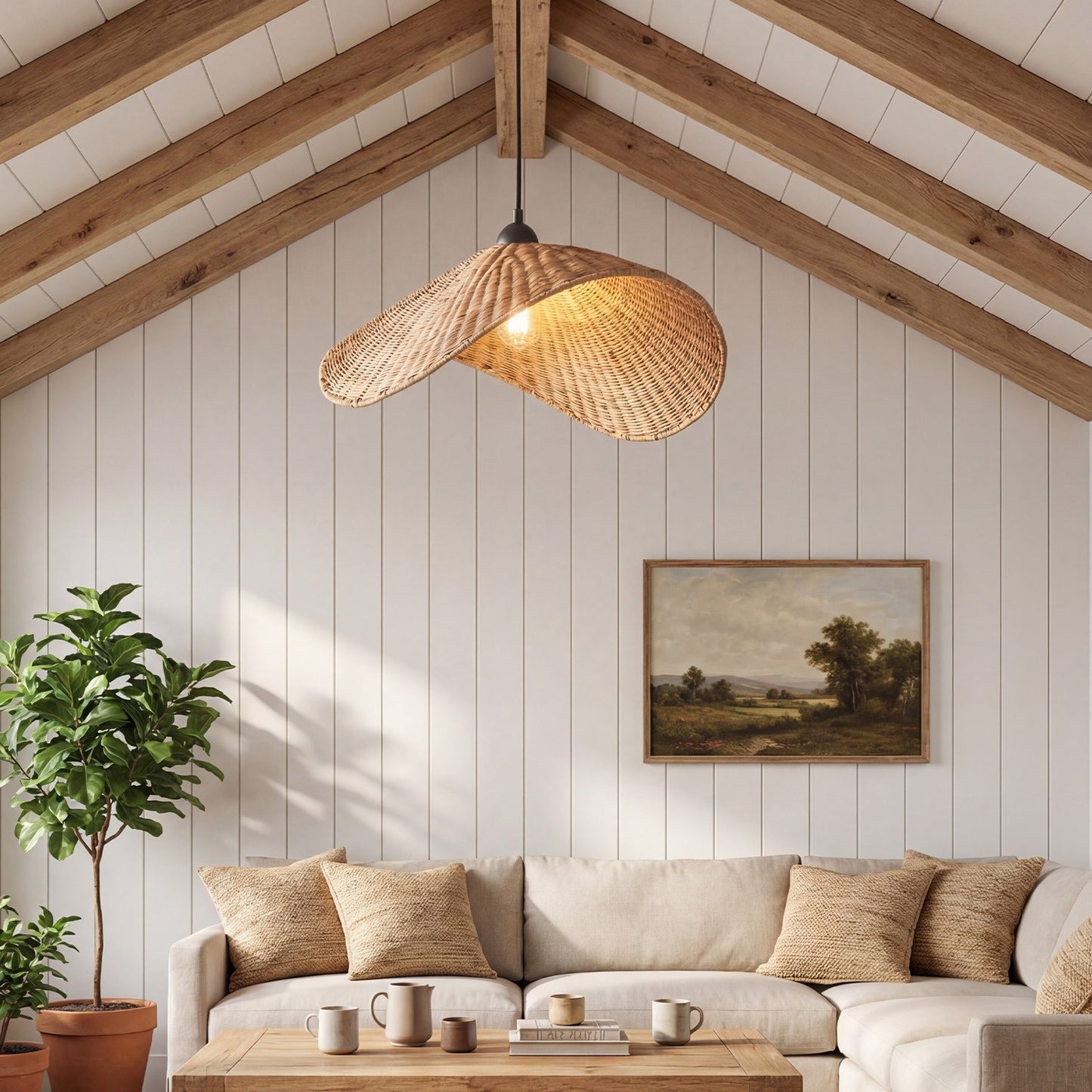 Holli Organic Boho Wicker Rattan Pendant Light