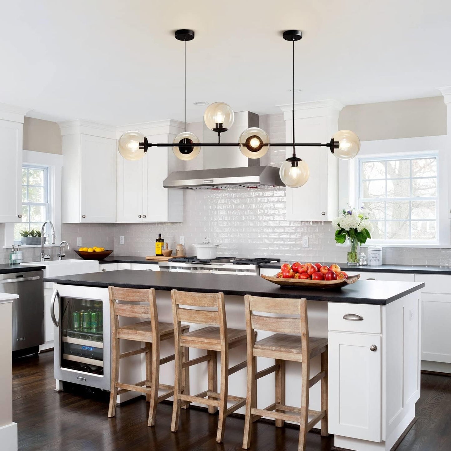 Celestina 6 Light Linear Glass Orb Pendant Light