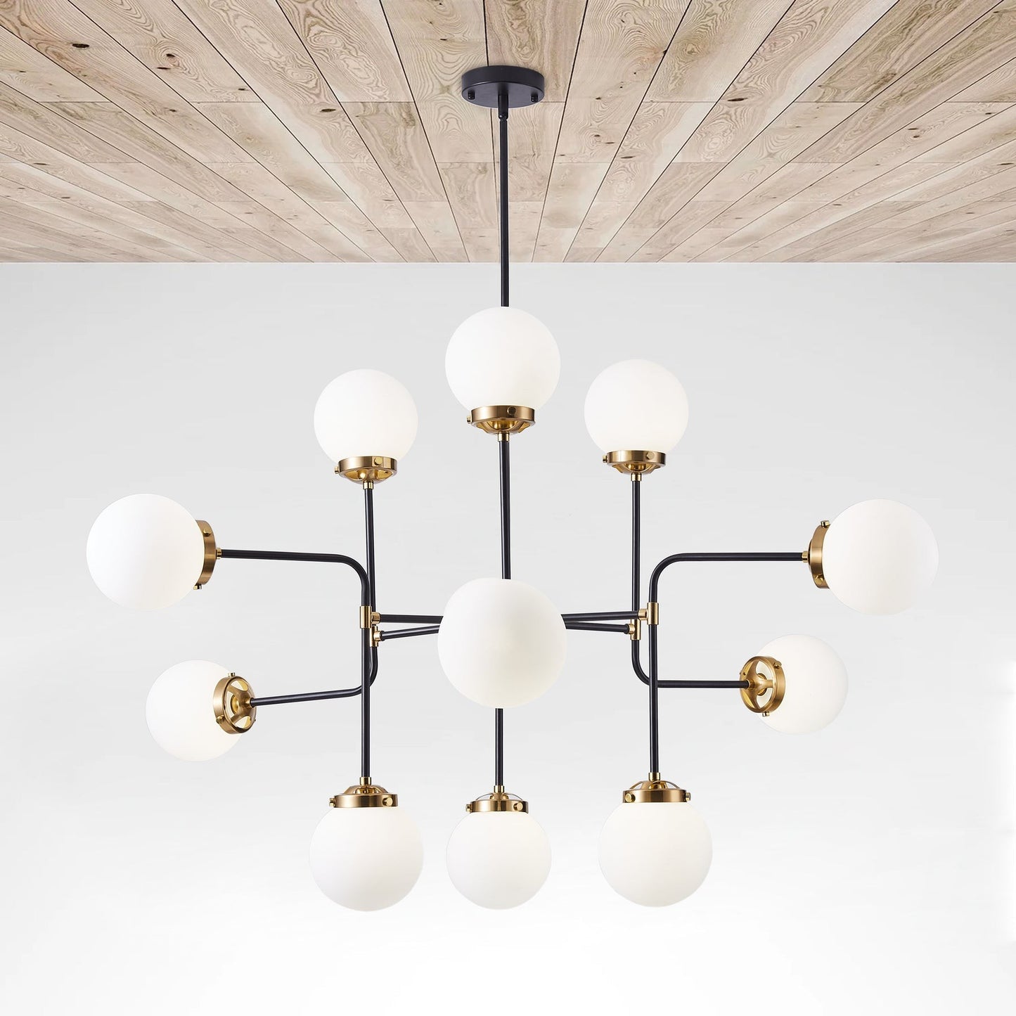 Ava Creative 12 Lights Globe Milk Glass Linear Chandelier