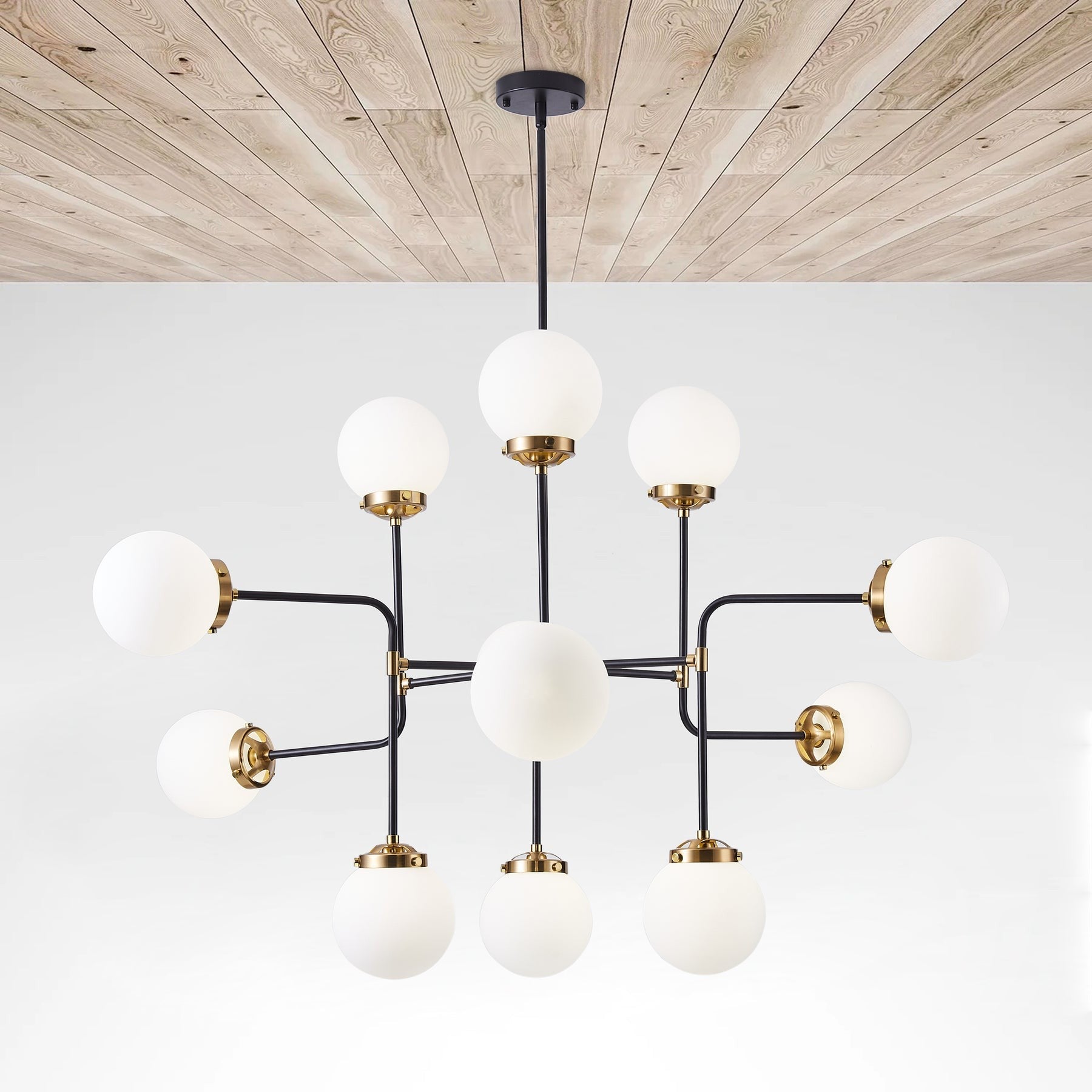 Ava Creative 12 Lights Globe Milk Glass Linear Chandelier