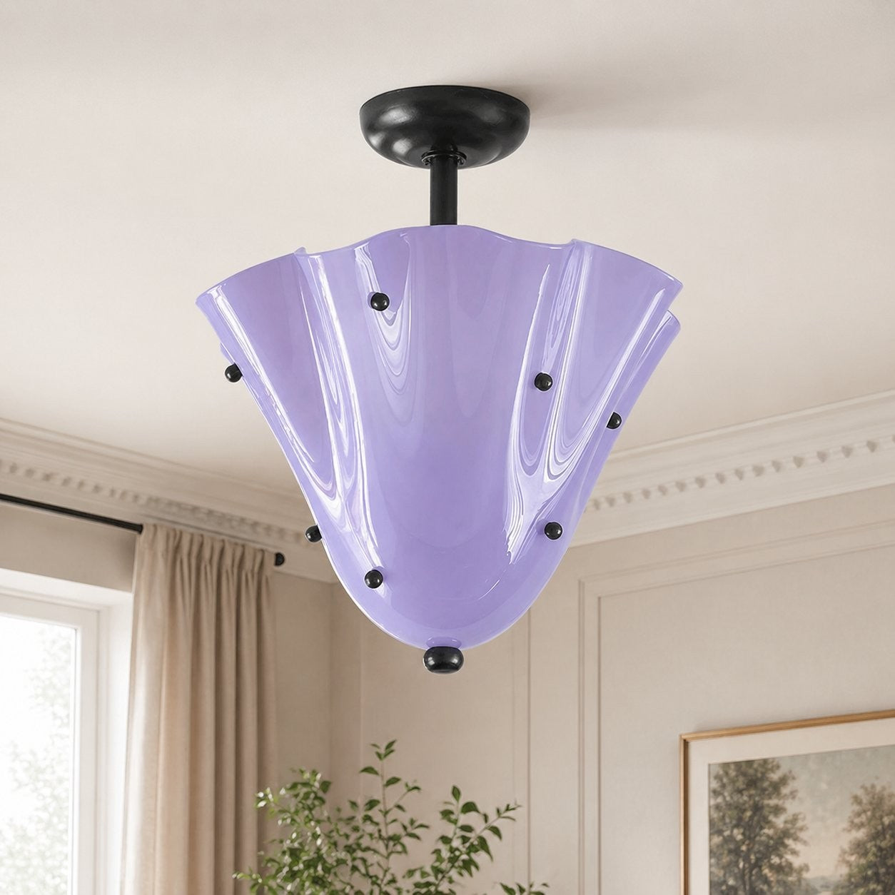 Catalina Contemporary Colored Glass Petal Fazzo Ceiling Light