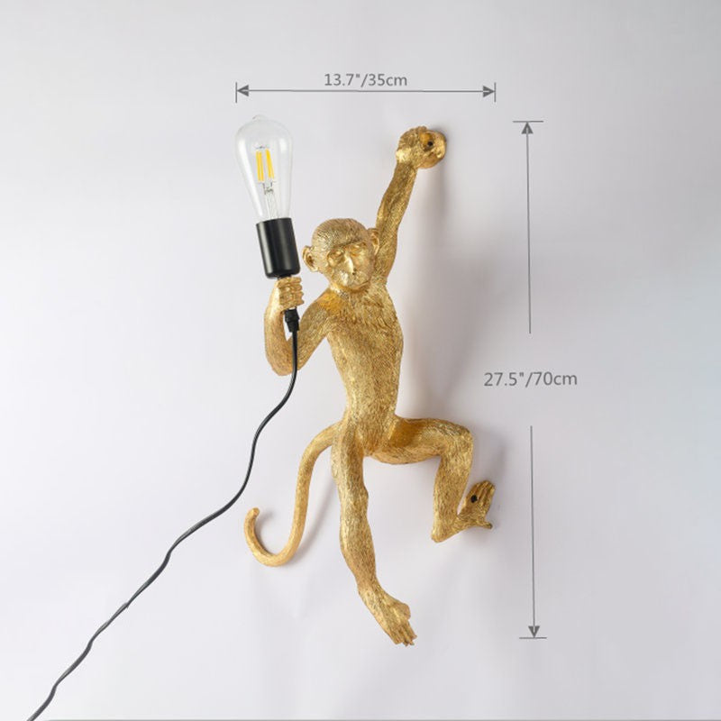 Ioneus Creative Gold Resin Monkey Sconce