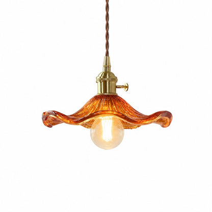 Liliana Retro Hibiscus Flower Glass Shade Pendant Light