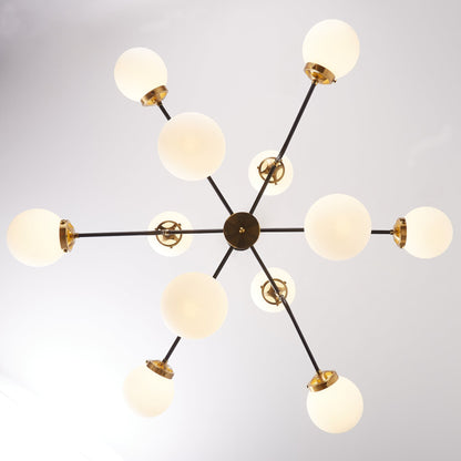 Ava Creative 12 Lights Globe Milk Glass Linear Chandelier