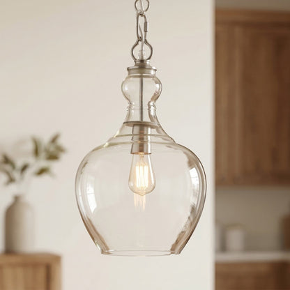 Yates Industrial Clear Glass Pendant Light