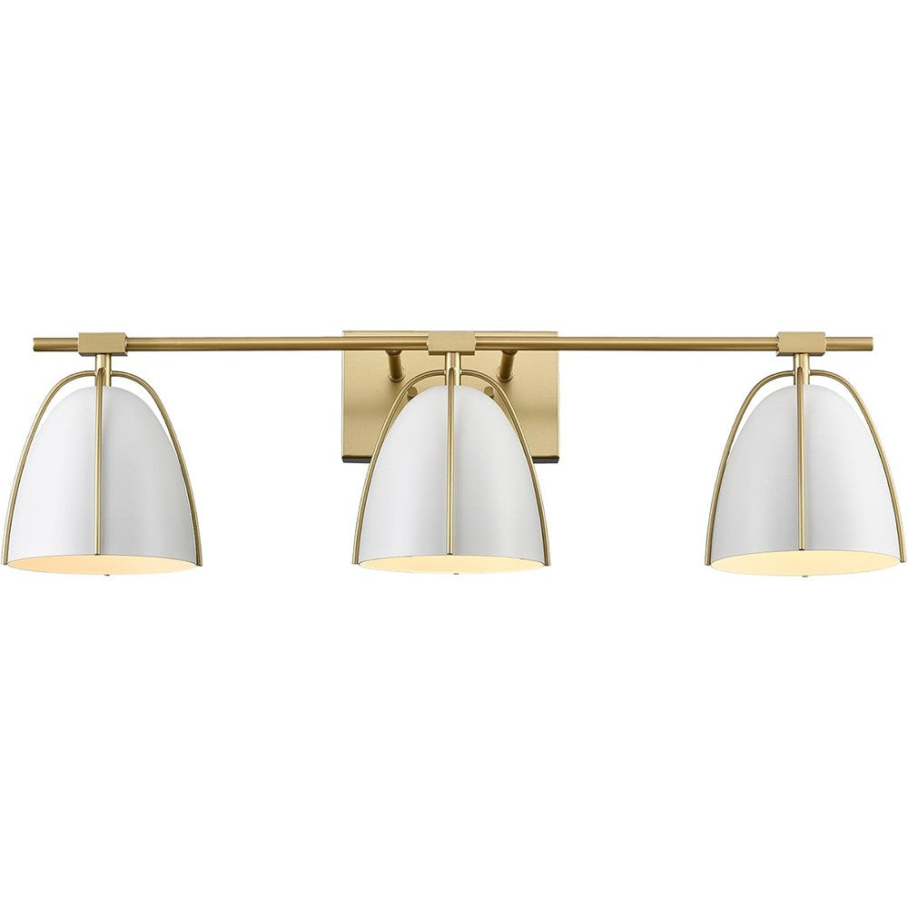 Glyntor 3 Light Metal White Cage Bathroom Vanity Light