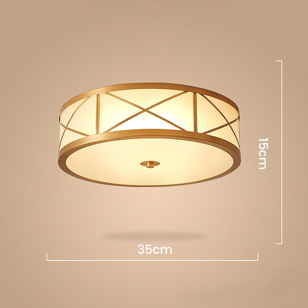 Kaeldr Brass Geometry Glass Drum Ceiling Light