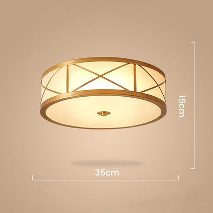 Kaeldr Brass Geometry Glass Drum Ceiling Light