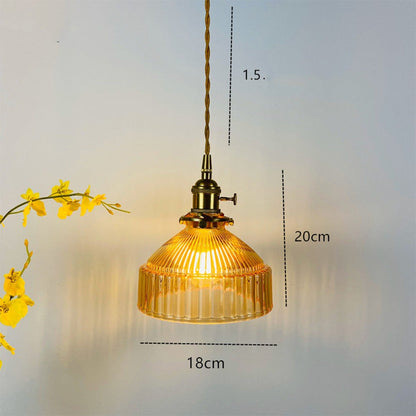 Zyrion Retro Ribbed Clear Glass Pendant Light