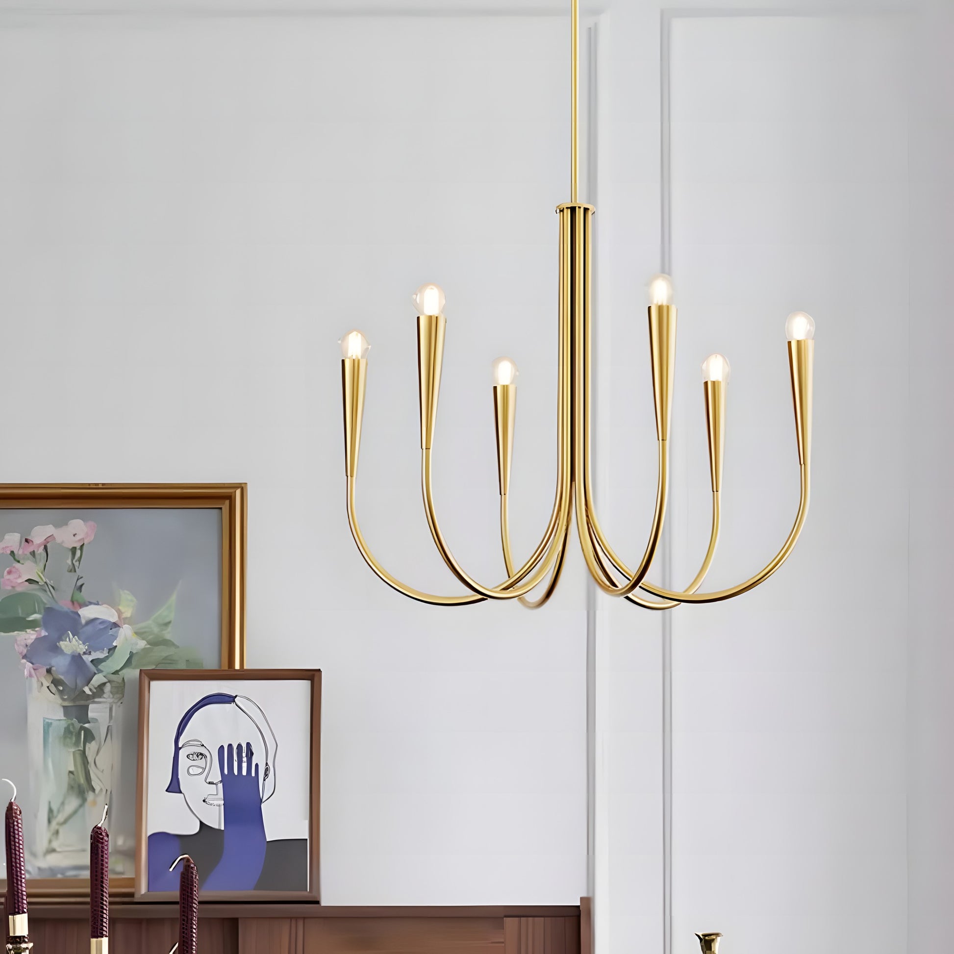 Luren Light Luxury Candle Iron Branch Chandelier