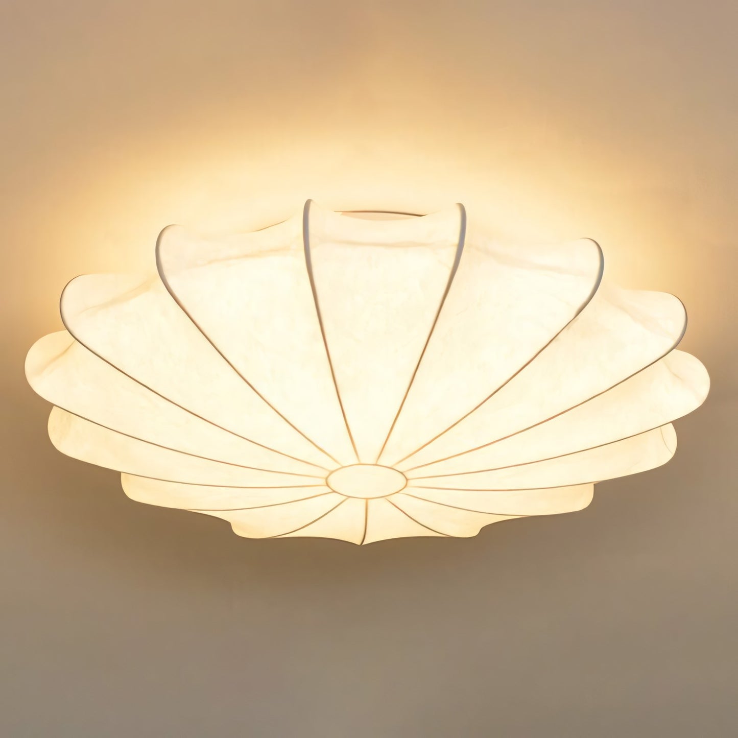 Savionne White Silk Seashell Flush Mount Light