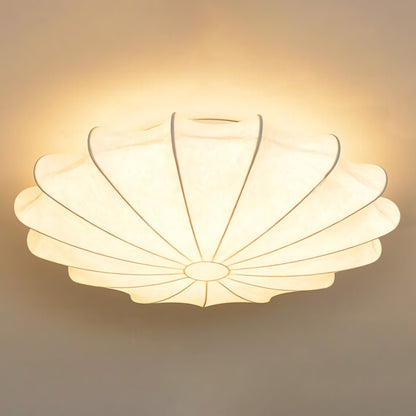 Savionne White Silk Seashell Flush Mount Light