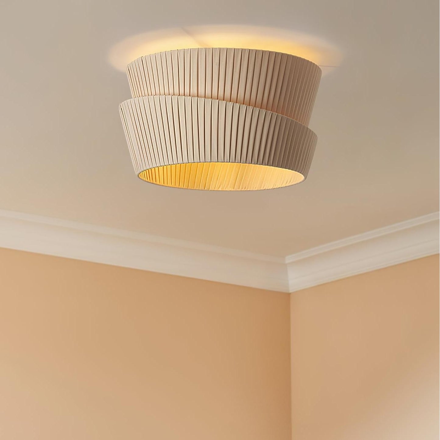 Mvari Modern Beige Pleated Fabric Ceiling Light