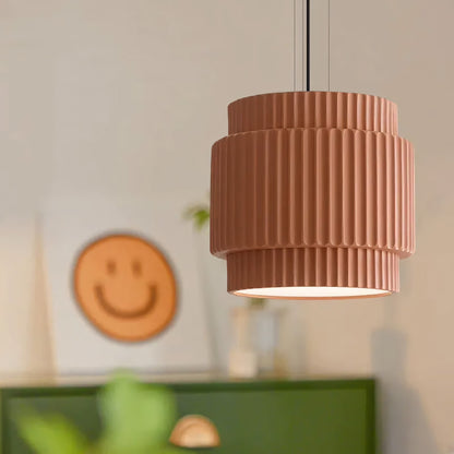 Draxithor Wabi Sabi Fluted Resin Cream Pendant Light