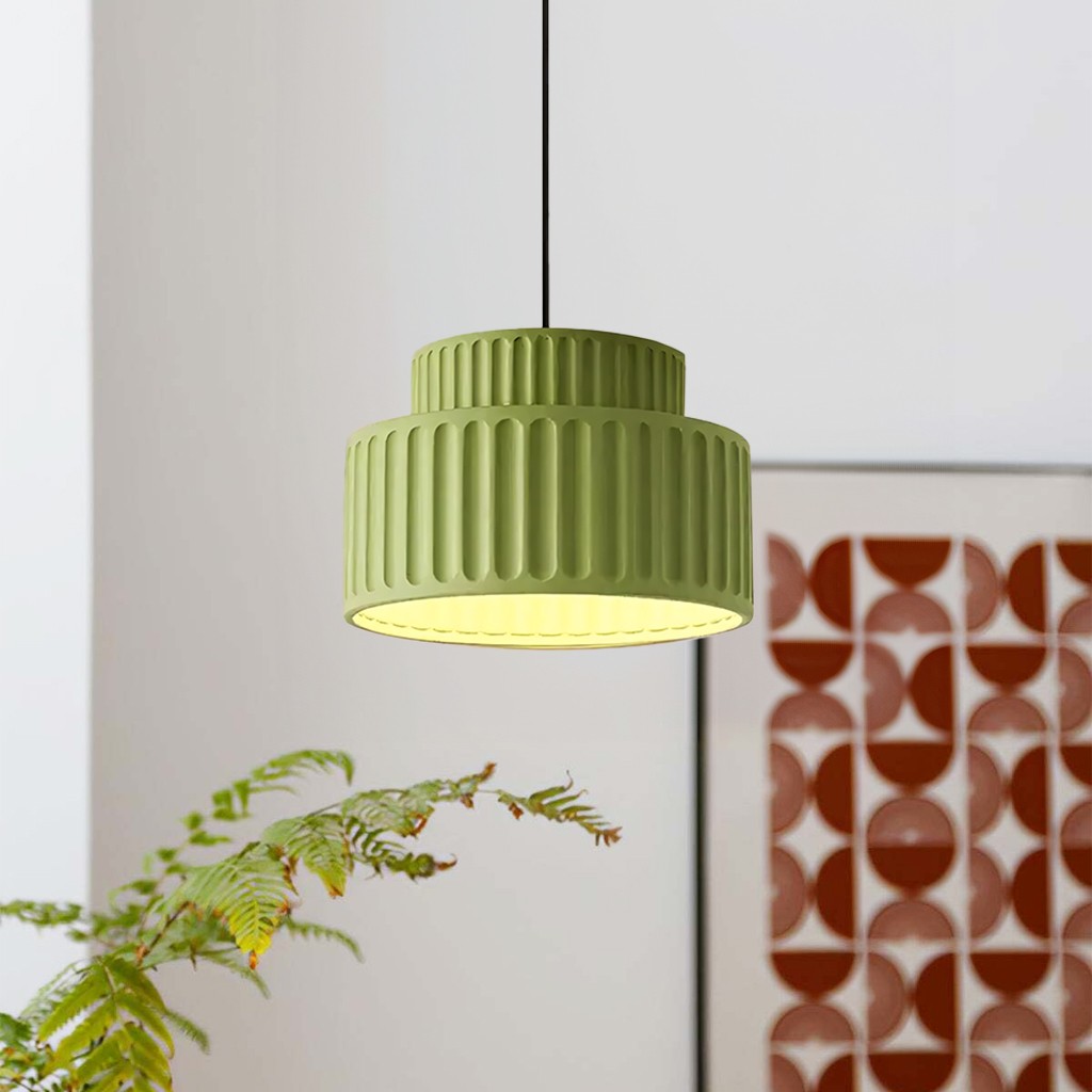 Brisby Striped Frosted Fluted Ceramic Pendant Light