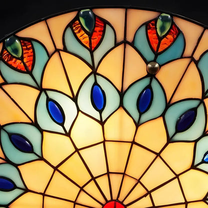 Eiridian Vintage Tiffany Stained Glass Flush Mount Ceiling Light