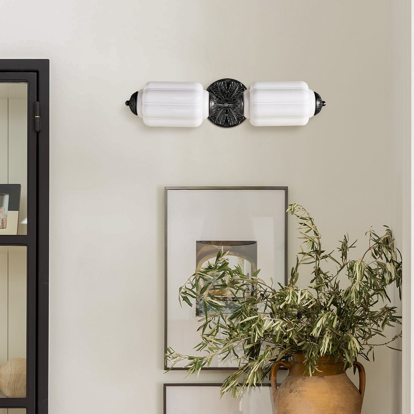 Vintage Elegant Milk Glass Eloise Wall Sconce - Retro Accent Lighting for Bathroom\Bedroom\Hallway