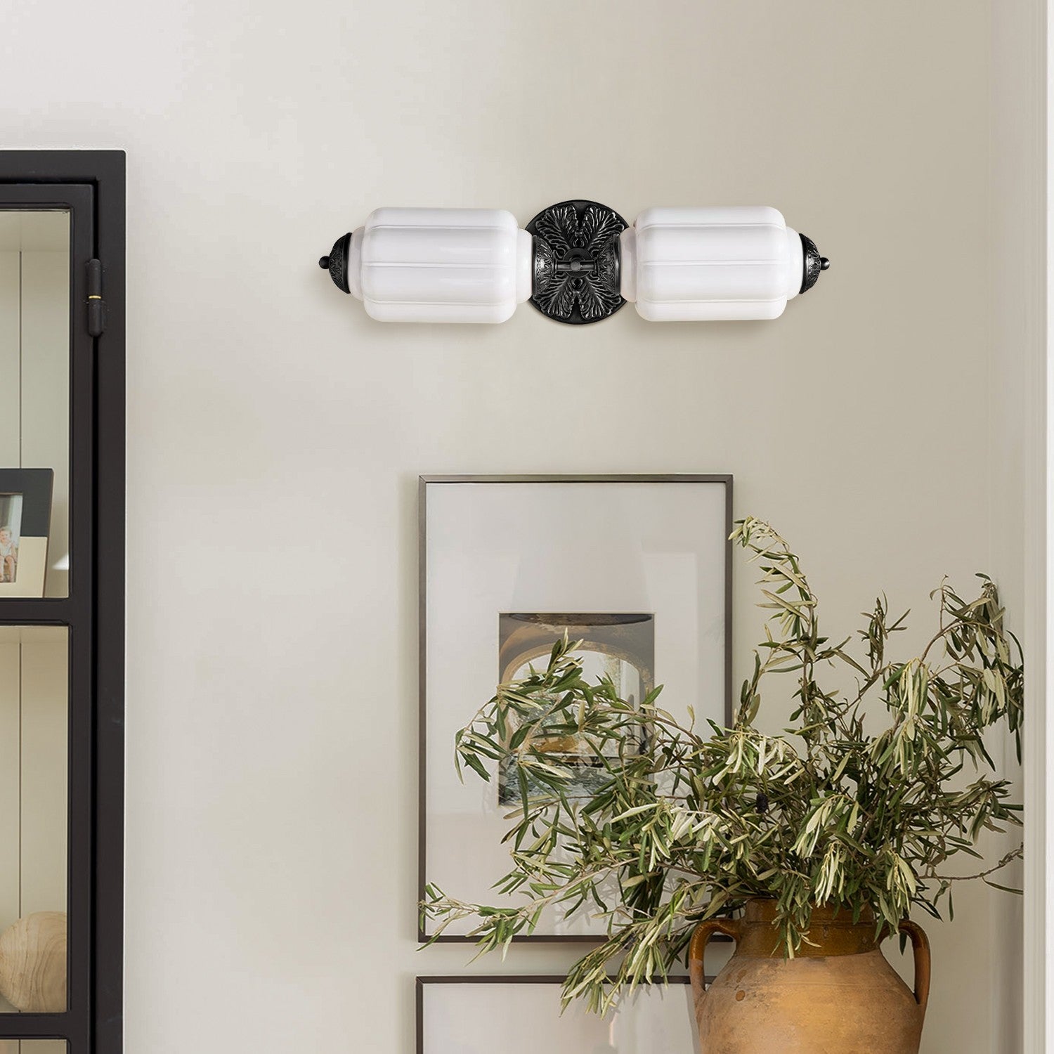 Vintage Elegant Milk Glass Eloise Wall Sconce - Retro Accent Lighting for Bathroom\Bedroom\Hallway