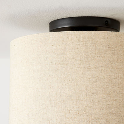 Joram White Linen Drum Ceiling Light