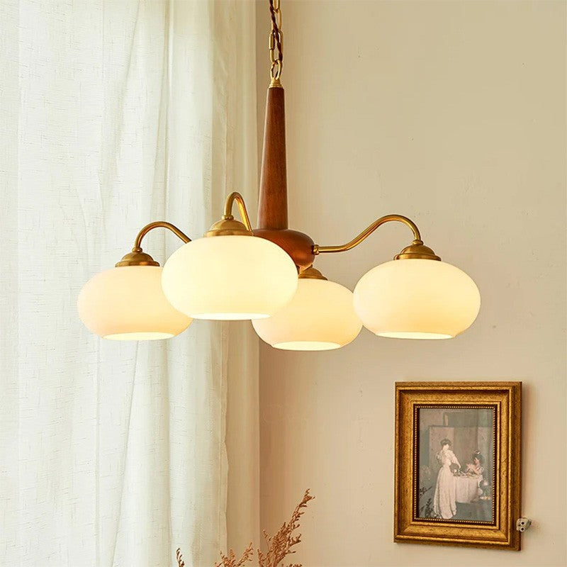 Xyrian Farmhouse Wood White Bauhaus Persimmon Chandelier