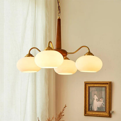 Xyrian Farmhouse Wood White Bauhaus Persimmon Chandelier