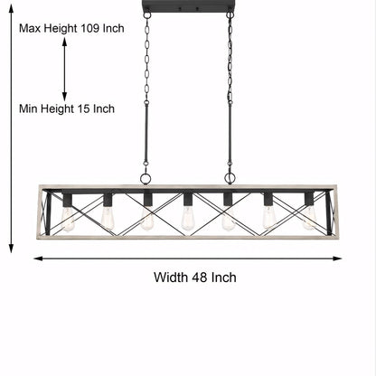 Wrylor Farmhouse 7 Light Steel Rectangle Chandelier