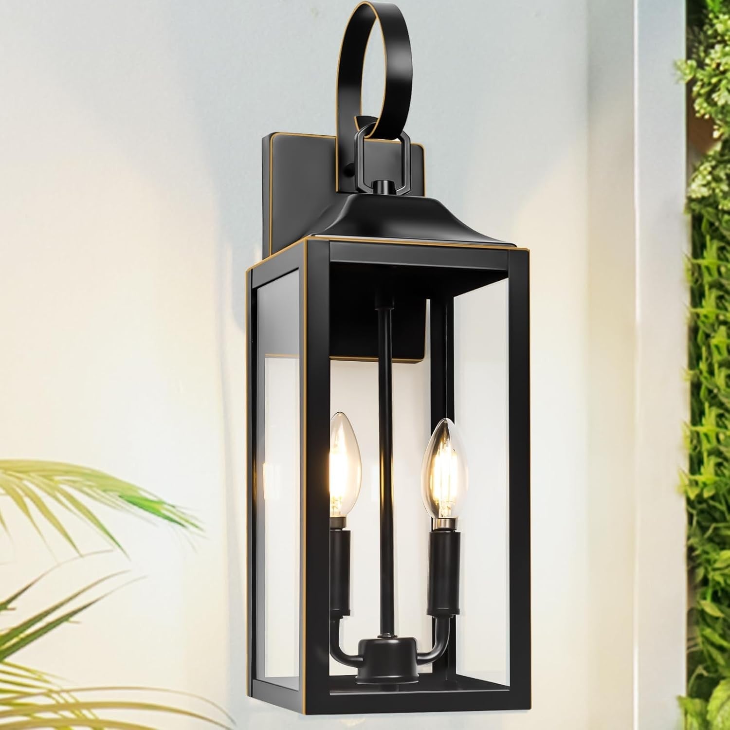 Phelon Large Black Metal Lantern Outdoor Wall Sconce